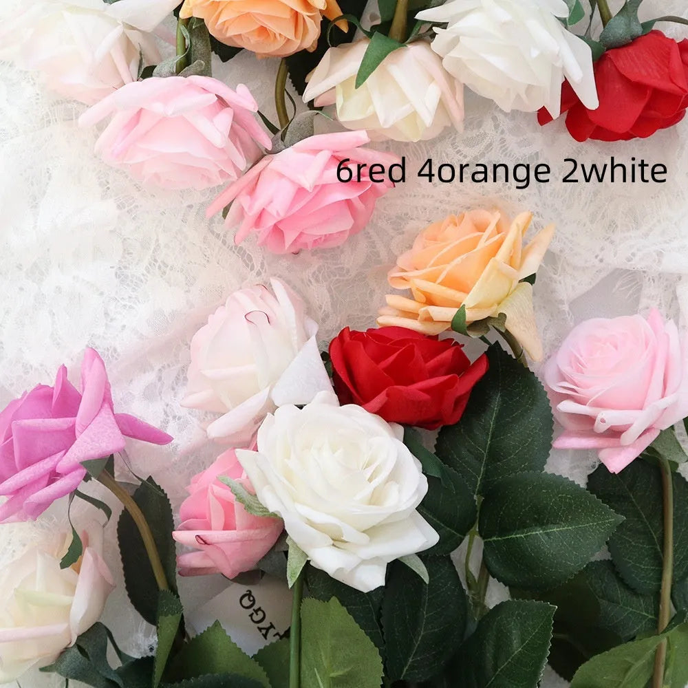 Silk touch rose artificial flower with 42cm stem and 8.5cm diameter flower head in various colours