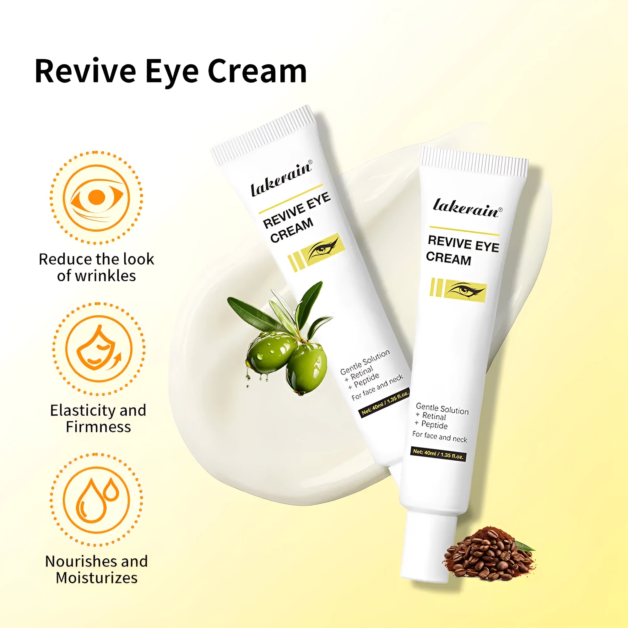 40ml retinol eye cream tube for dark circles, fine lines and under-eye bags treatment