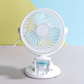 USB quiet desk fan with clip or floor stand options measuring 19×15×10cm