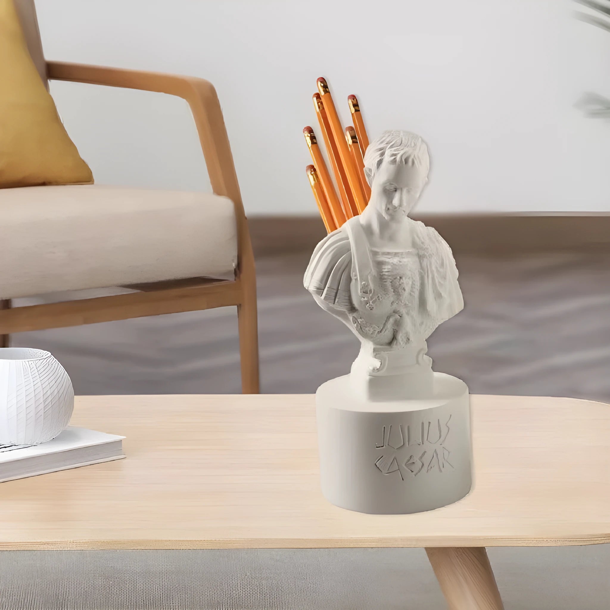 White American creative character modelling pen holder made from synthetic resin for desk organisation