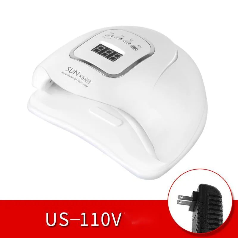 Quick dry nail phototherapy machine, dual UV light 365+405nm, auto induction, pink ABS plastic, 22x21.5x10cm
