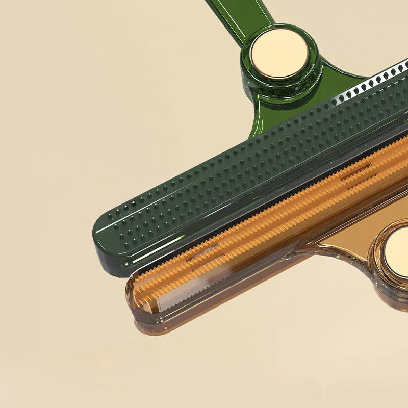 Manual fabric shaver with AS and TPE soft rubber body in transparent, green and yellow colours on white background