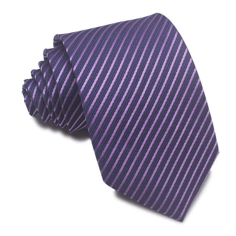 8cm wide red black and blue striped polyester jacquard business tie for men