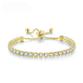 Simple stainless steel bracelet with square zircon crystal in silver gold rose gold electroplated finish for women