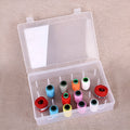 Clear plastic storage box with 42 compartments for embroidery threads and needlework supplies