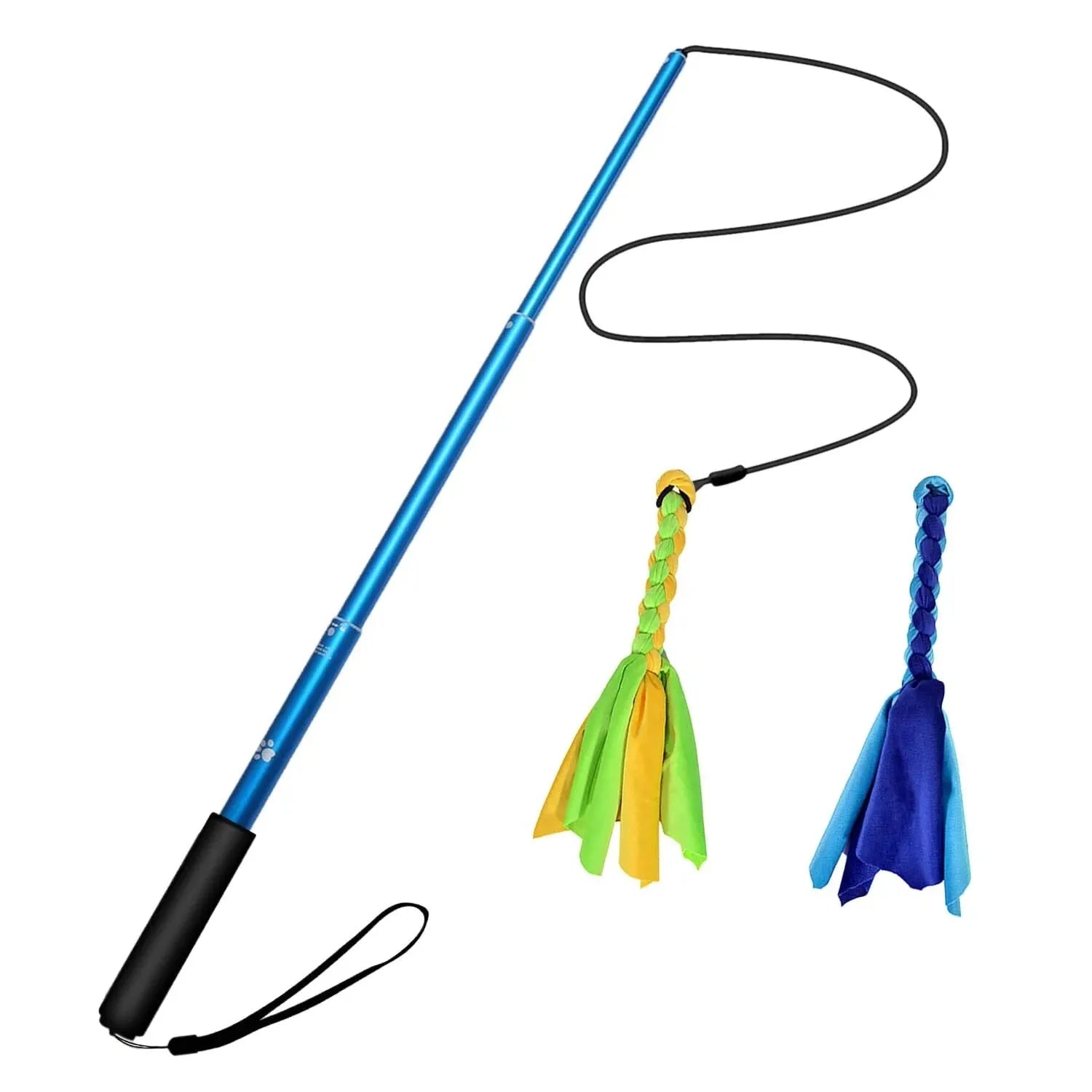 Telescopic aluminium alloy dog teasing stick, black small size, isolated on white background
