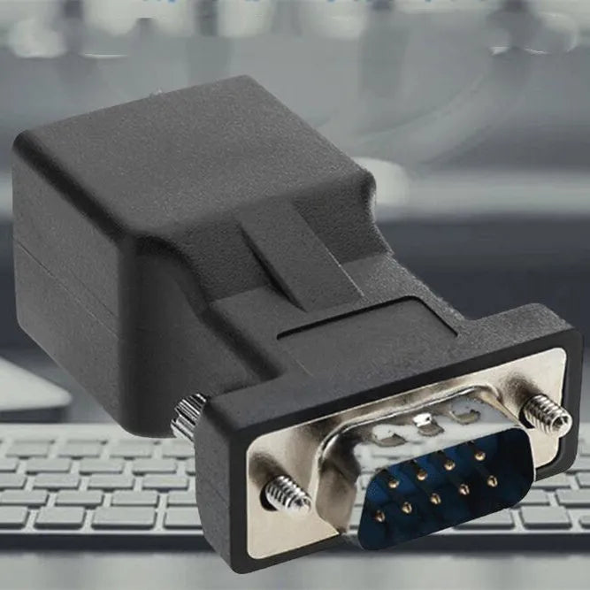Black alloy VGA to RJ45 adapter male connector with 3cm size for computer Ethernet conversion