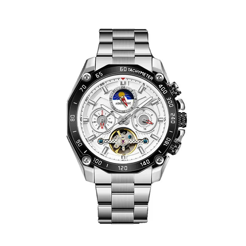 Men's automatic mechanical watch with 12mm case thickness in multiple colour configurations