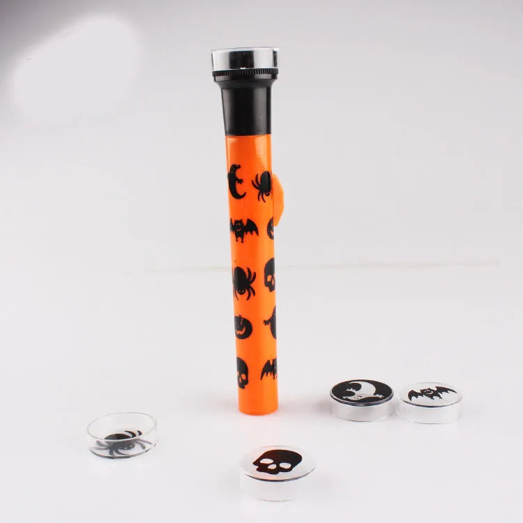 Orange metal pumpkin skull flashlight projection lamp for Halloween
