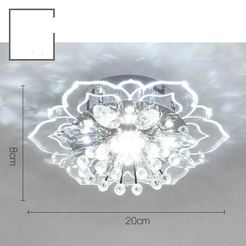 Modern crystal and acrylic ceiling lamp with flower-shaped design and LED light source for residential lighting