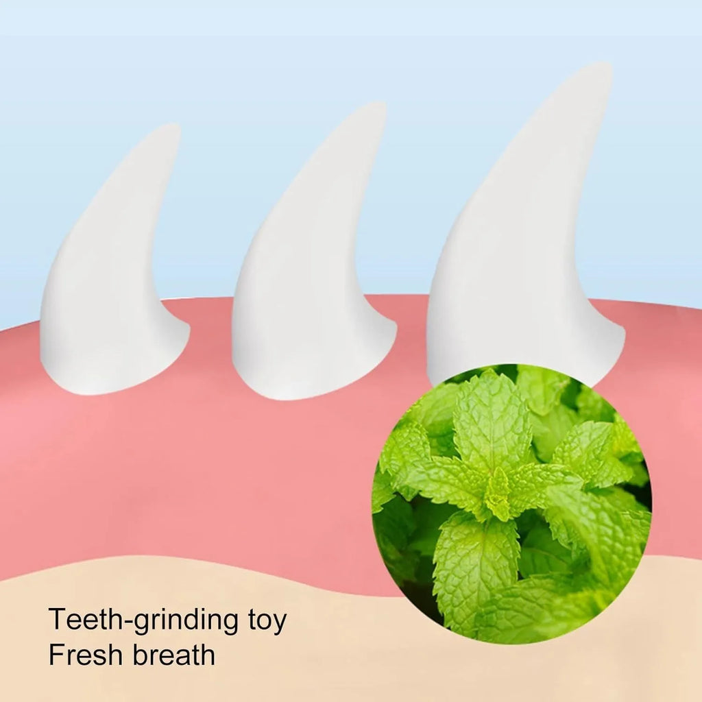 Blue carrot-shaped self-adhesive catnip ball toy for cats on a white wall.
