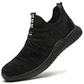 Black low-cut steel toe cap safety work shoes with antistatic EVA sole.