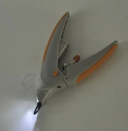 Dog nail clipper with LED light and blood line guide, ABS plastic construction