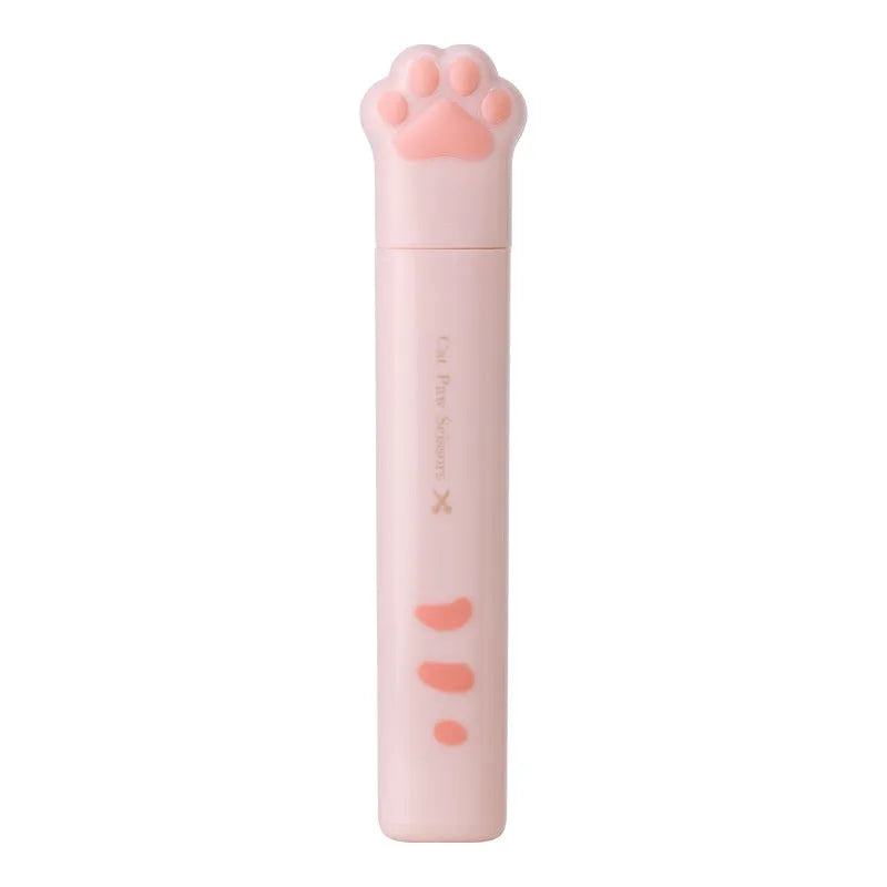 Cat paw design mini folding scissors in pink, white, black, or blue colour options