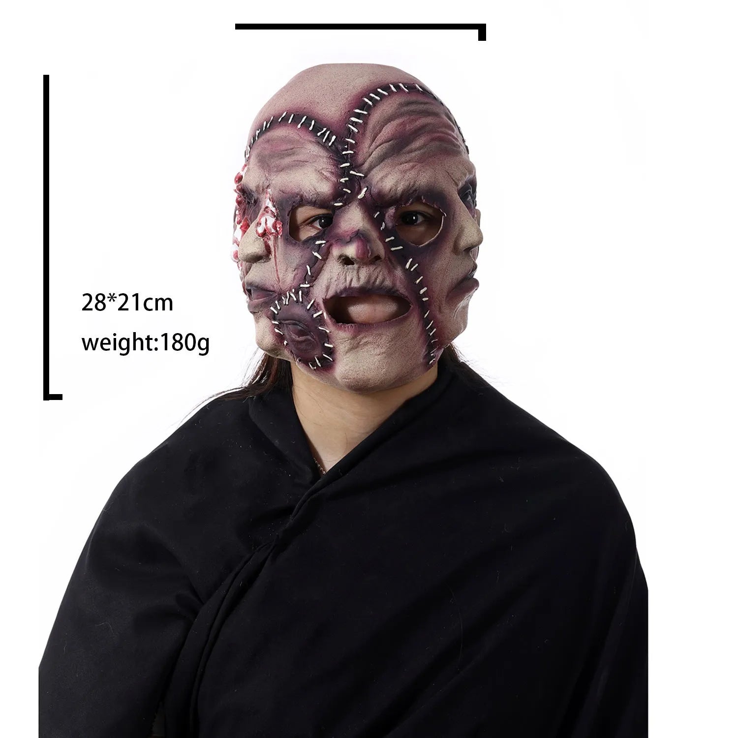 Three-sided grimace horror Halloween mask made from natural latex for adult costume parties