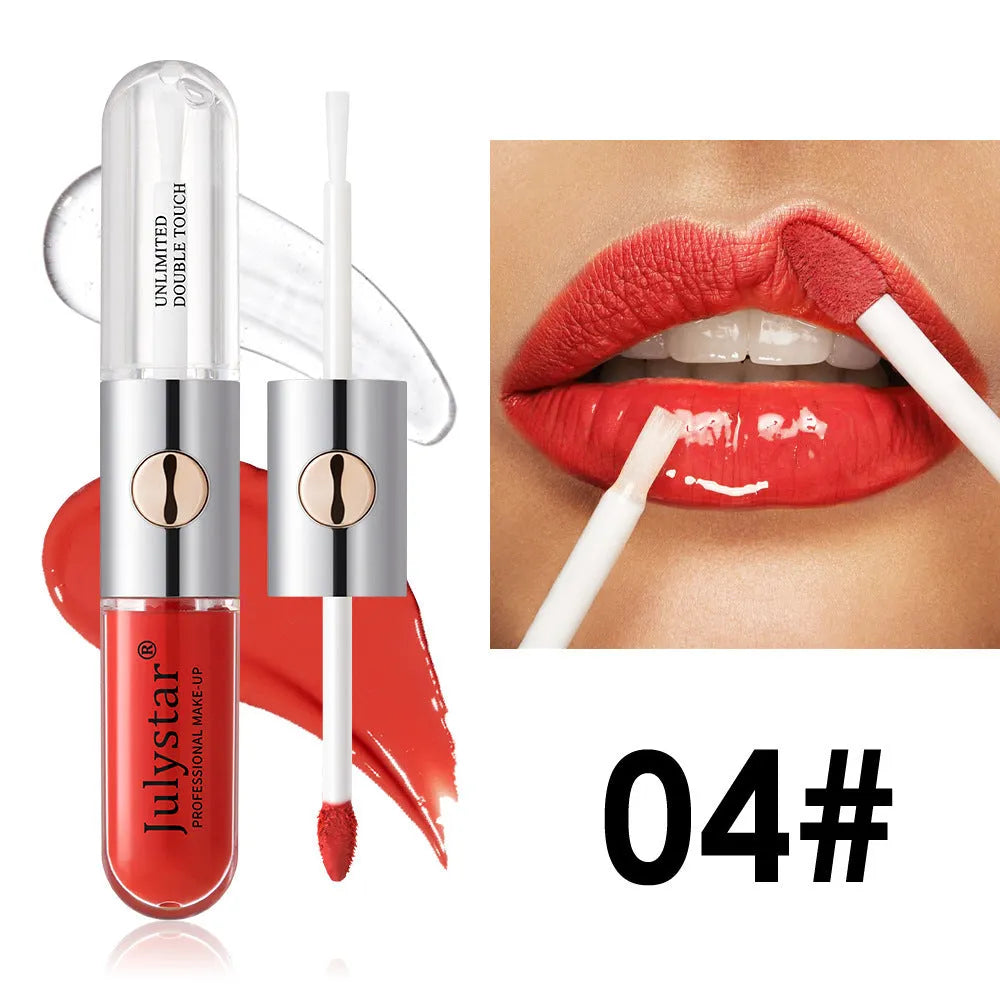Women's long-lasting moisturising lip gloss in 6ml tube showing available colour styles