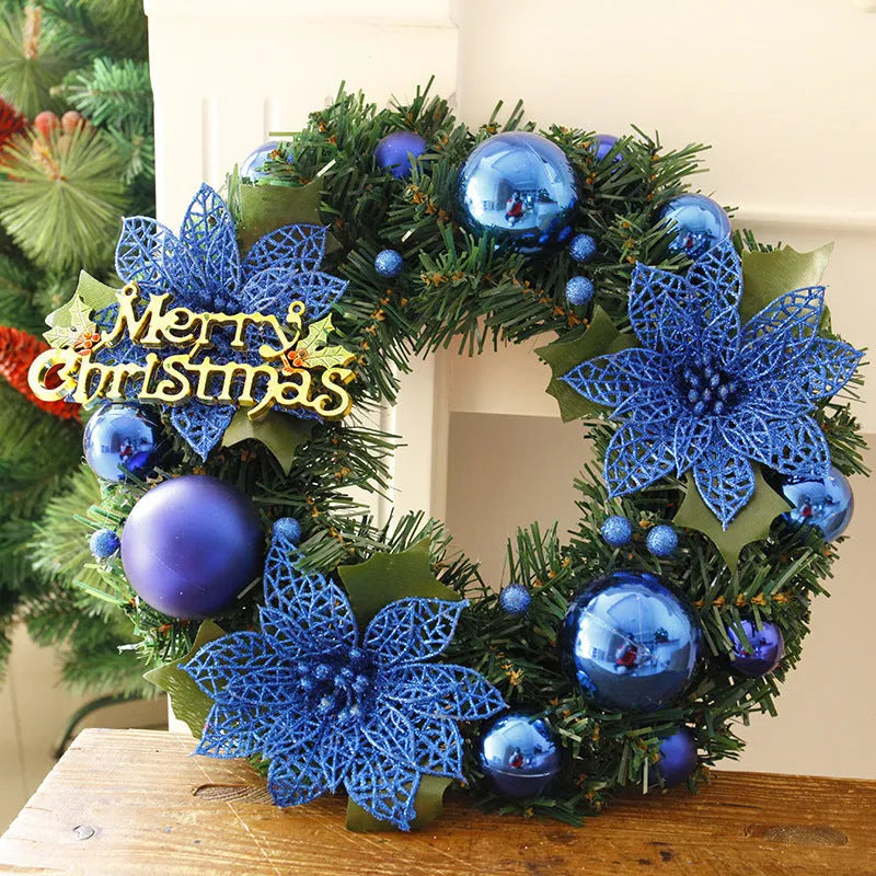 30cm multicolour plastic Christmas wreath for door and mall decoration