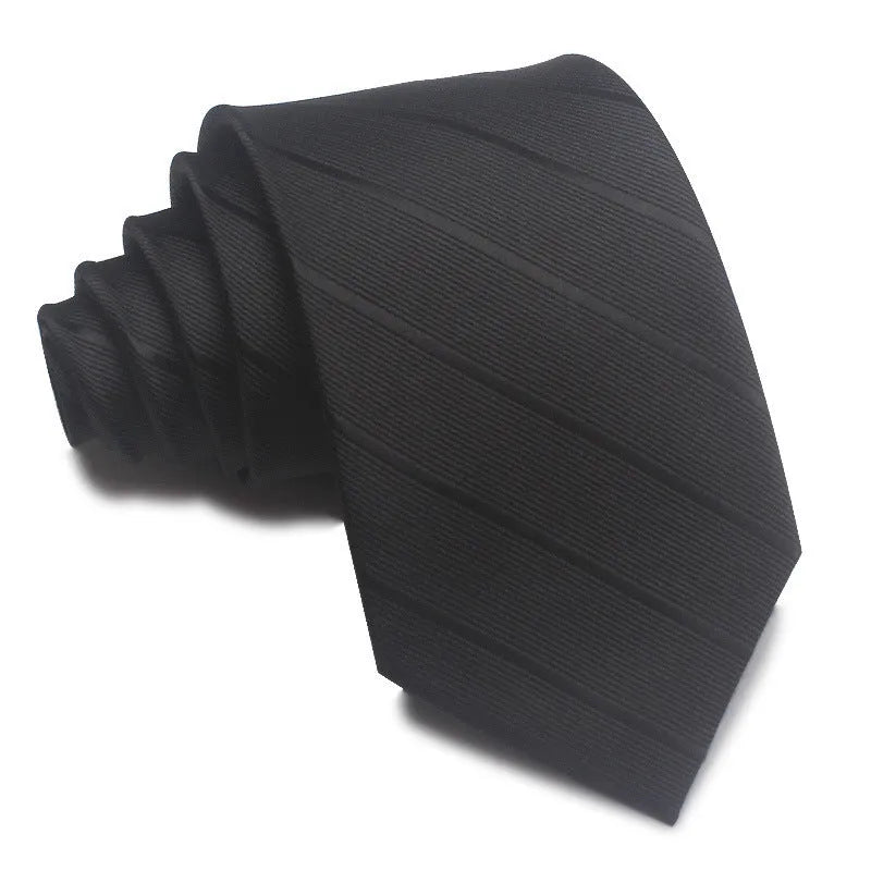 8cm wide red black and blue striped polyester jacquard business tie for men