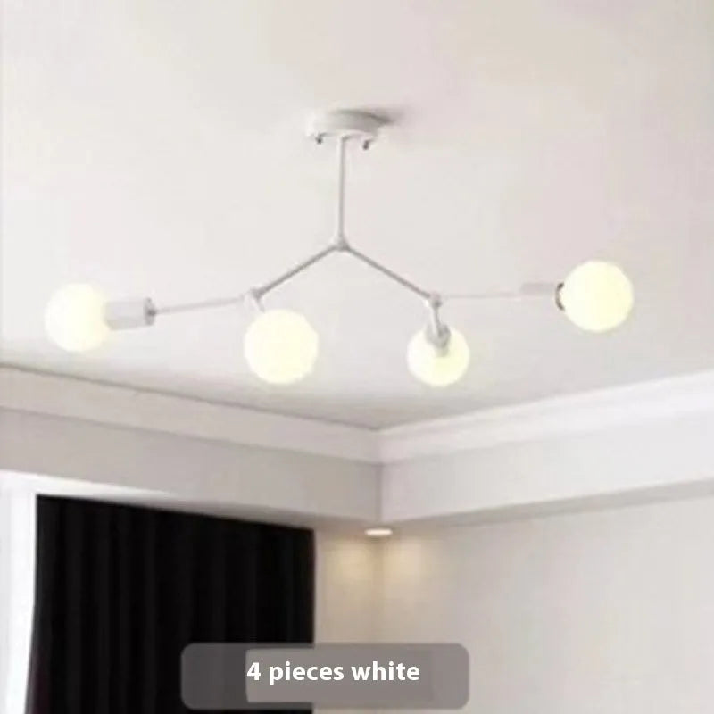 Iron chandelier ceiling lamp in Nordic style with multiple head options