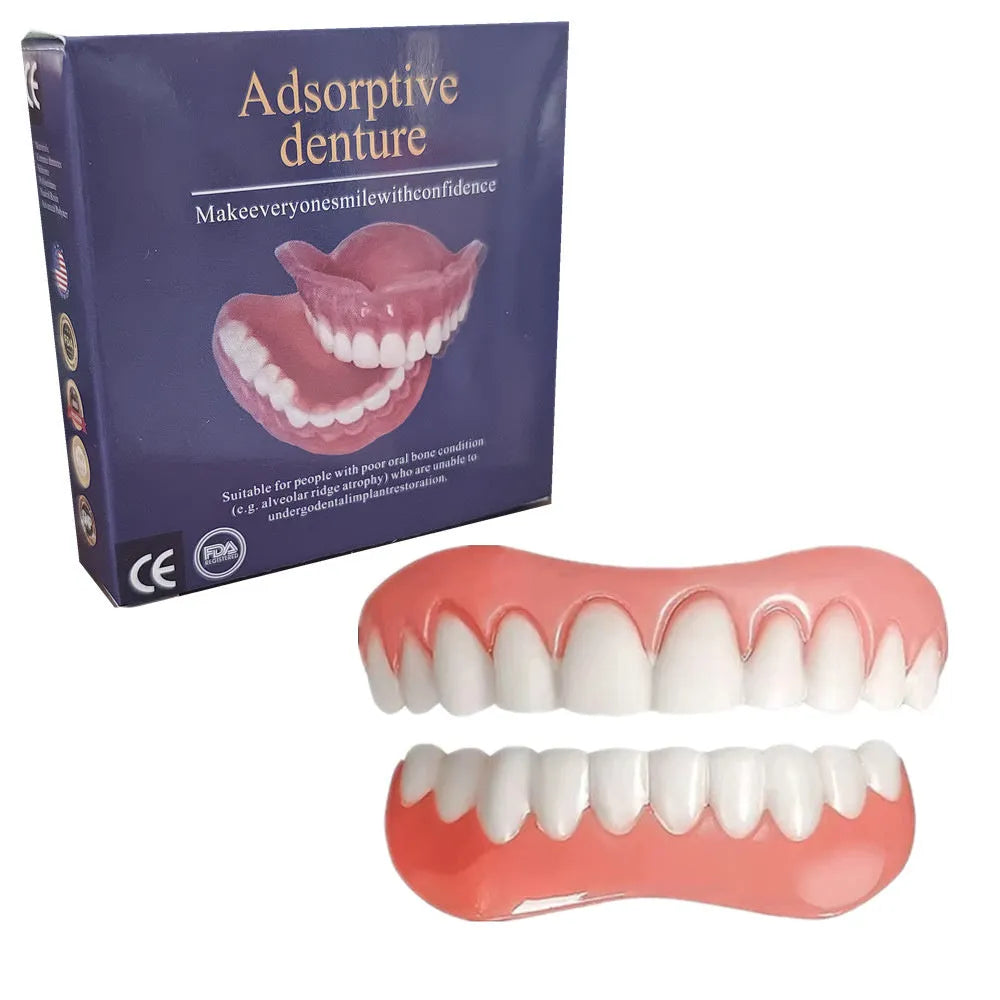 Silicone simulation dentures for dental training with upper and lower teeth in colour box packaging