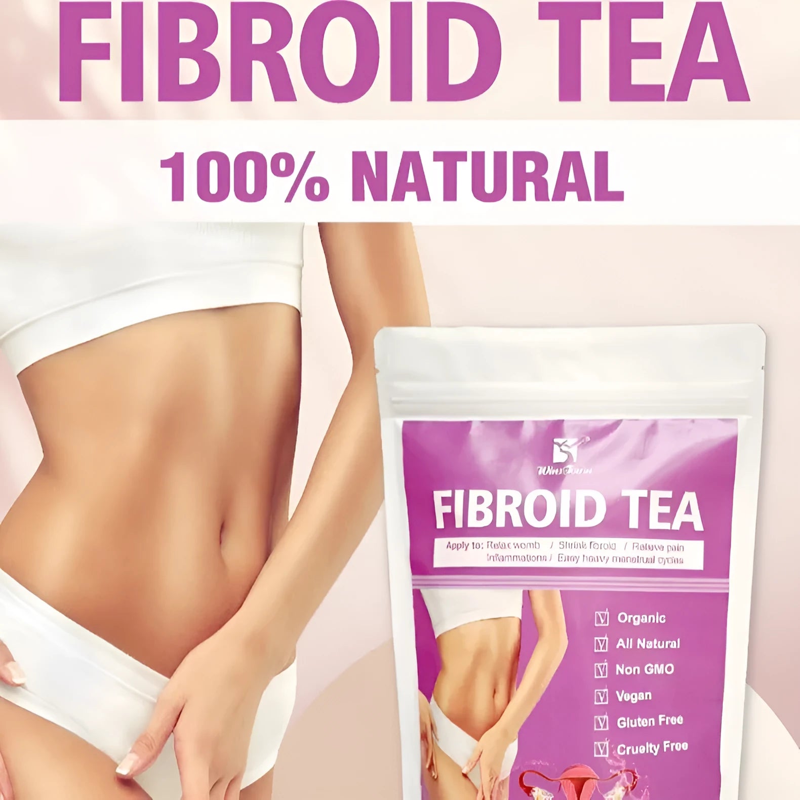 Single pack of C83 Winstown Fibroid Tea herbal tea bags on a plain background.
