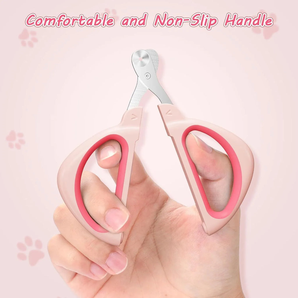 Blue cat nail clipper with positioning round hole and non-slip handle