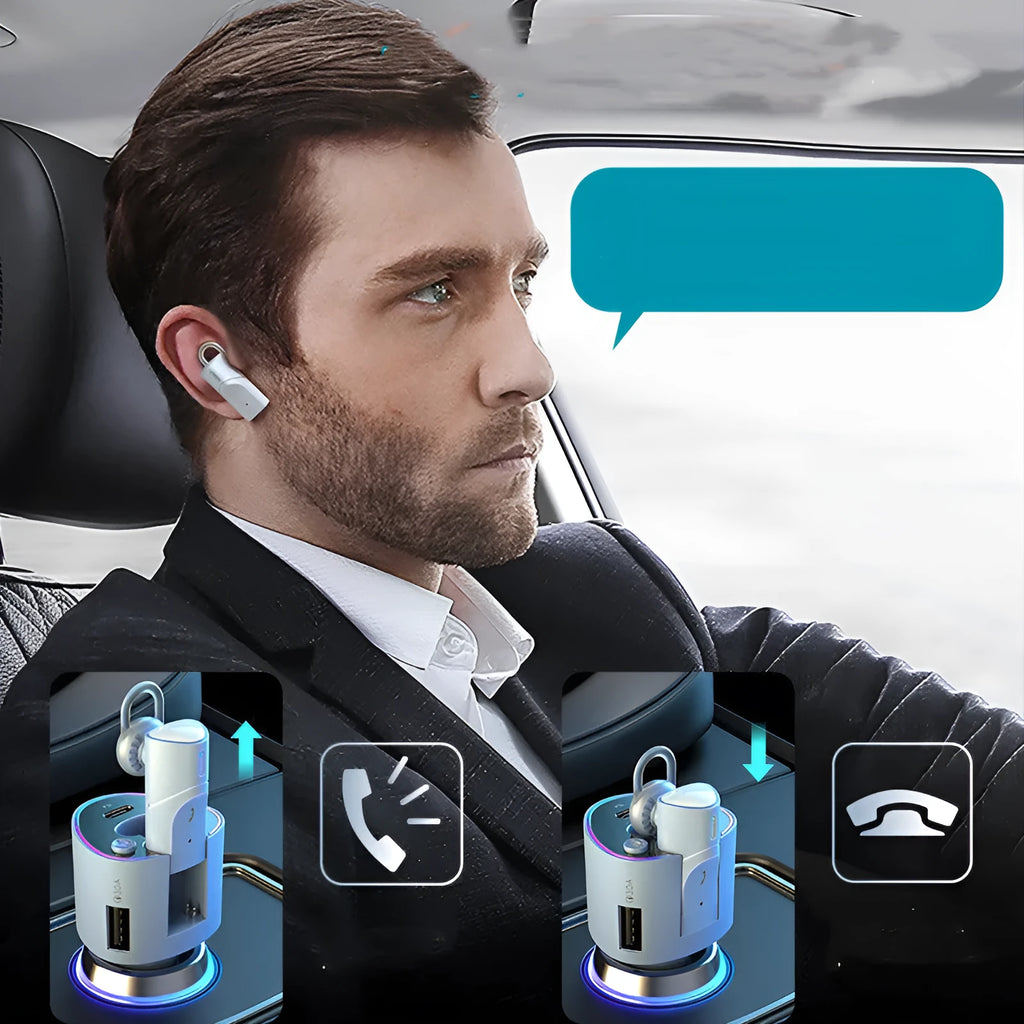Two In One Car Charger Super Fast Charging USB Type-C compact ABS car charger black background