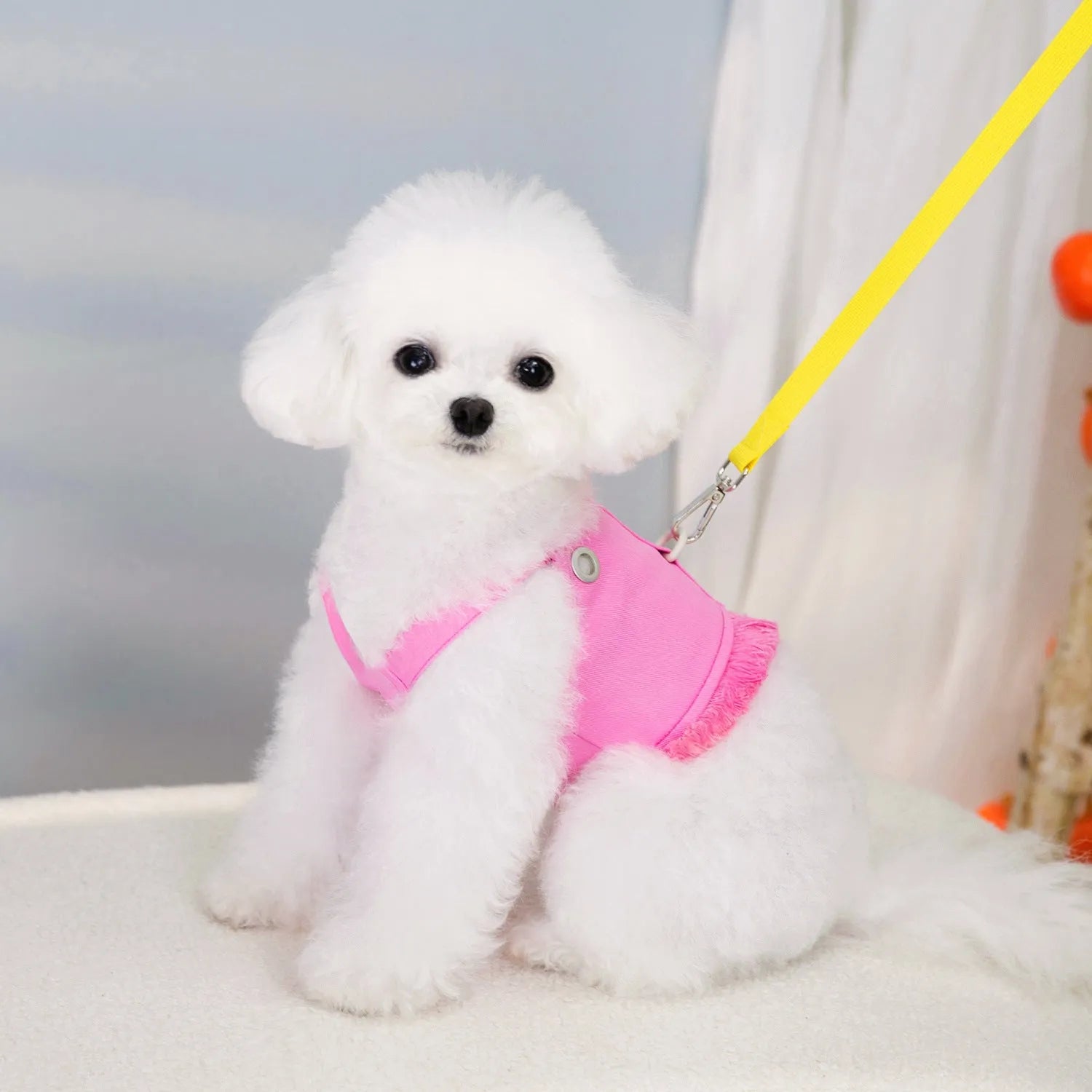 Cotton dog vest in Rose Red with traction chest back loop for leash attachment, size M