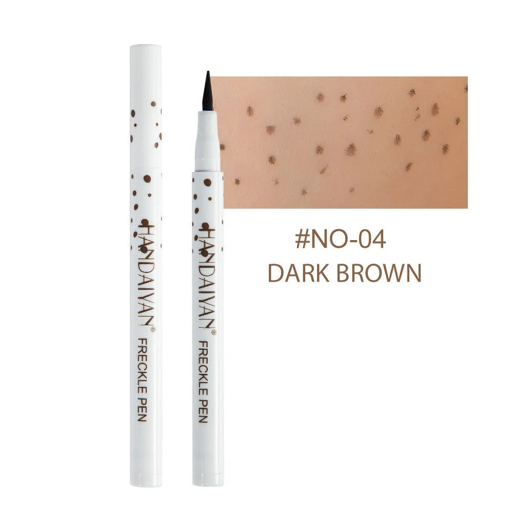 Dark brown freckle cosmetic pen with precision tip for natural-looking face and body makeup application