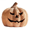 Synthetic resin pumpkin lamp on a doorstep, 19cm height with warm light, modern simplicity style for Halloween