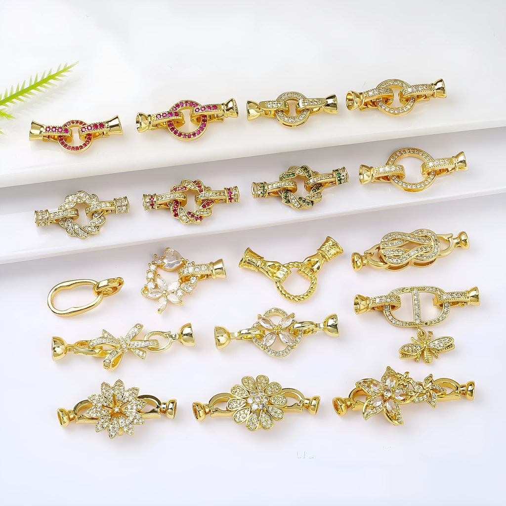 Small gold-plated necklace buckle clasp for DIY jewellery making