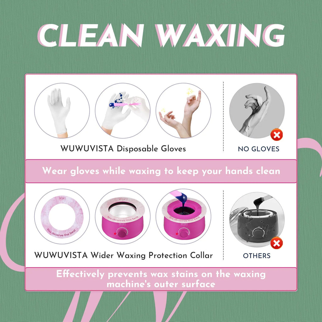 WUWUVISTA 56-piece professional waxing kit with black wax warmer, coloured wax beads, applicators and aftercare products