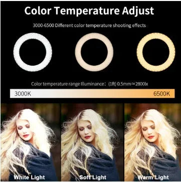 Self-made fill light artifact 5W LED ring light 20cm five-in-one kit black with tripod and phone clip on desk