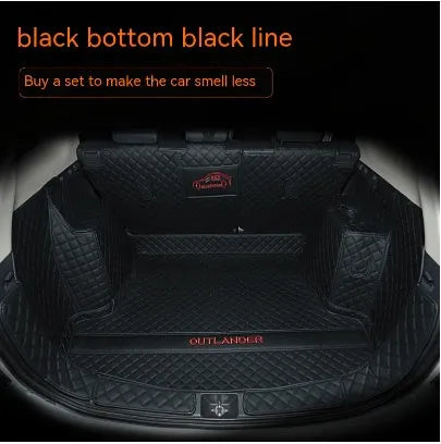Mitsubishi Outlander 3D boot liner with high edges in a wine red colour with contrasting beige lines.