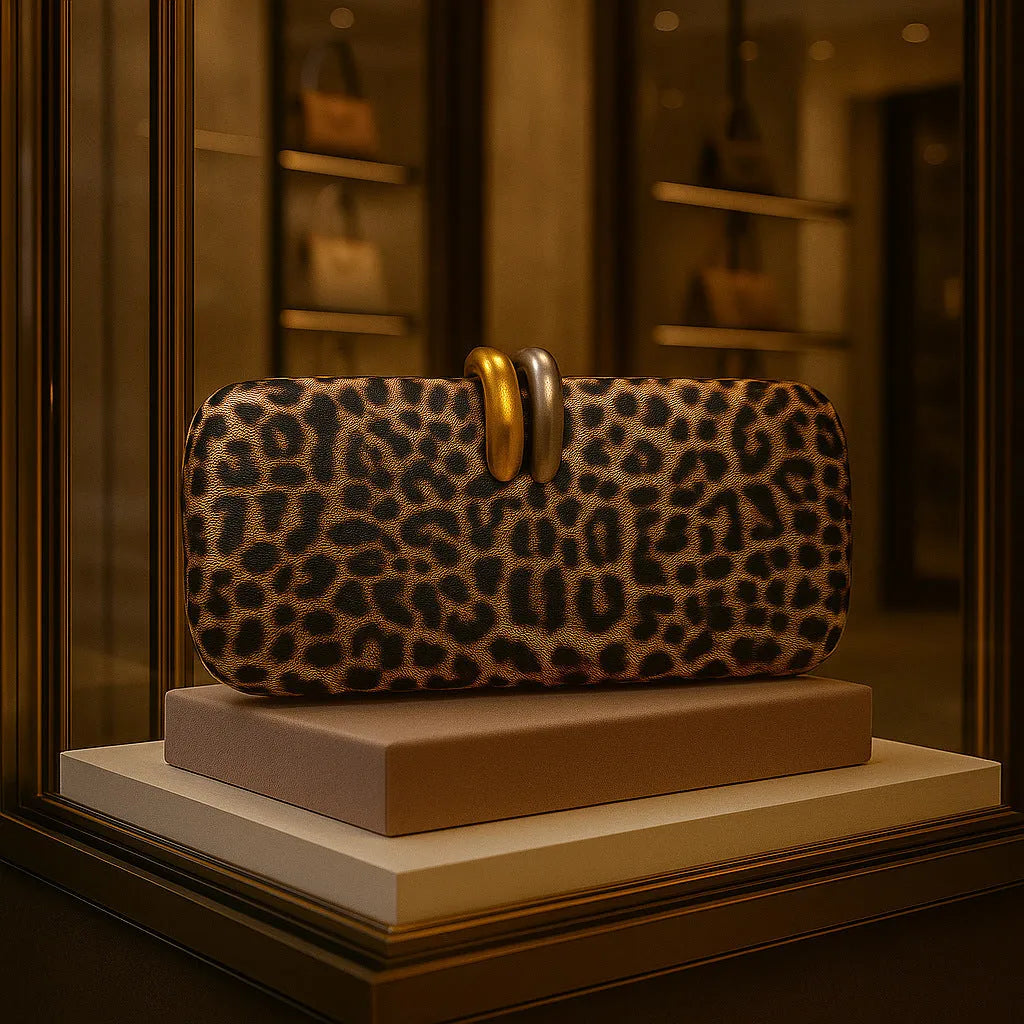 Hard oval PU clutch bag with chain strap in burgundy, showing three-dimensional pocket and crossbody wear option