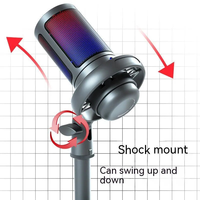 RGB condenser USB microphone for streaming in black, white or pink with 150cm cable