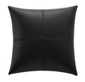 Simple solid colour cowhide leather pillow cover on a sofa, shown in a beige white colour.
