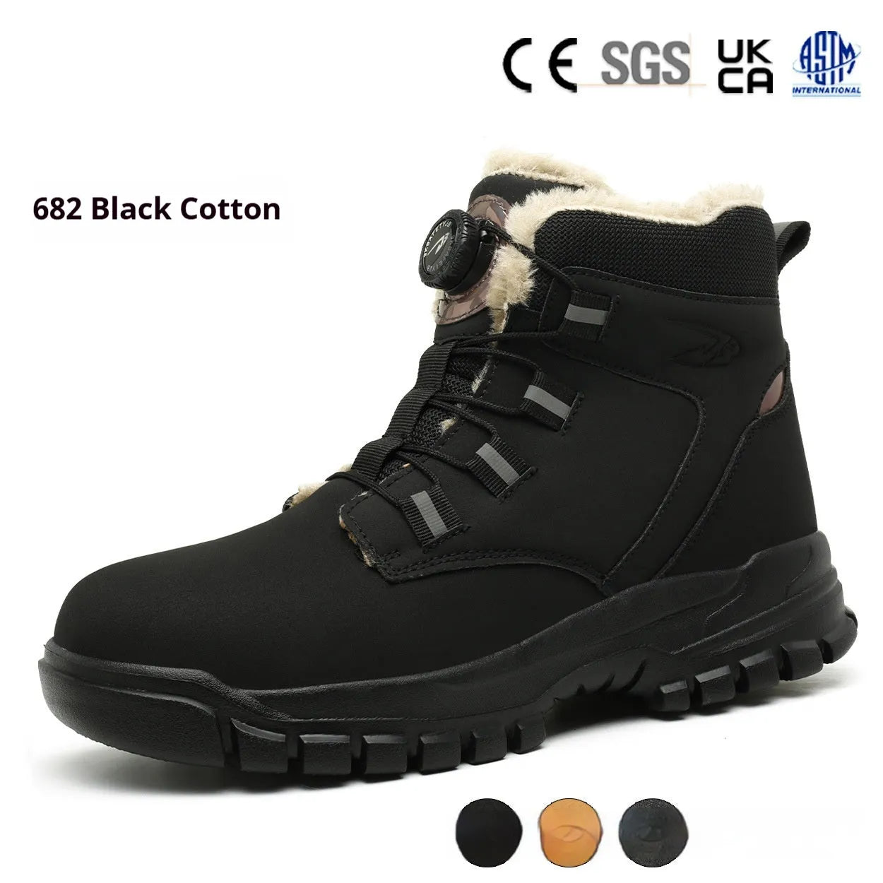 Leather safety work shoes with anti-smash and puncture protection in black, available in multiple sizes.