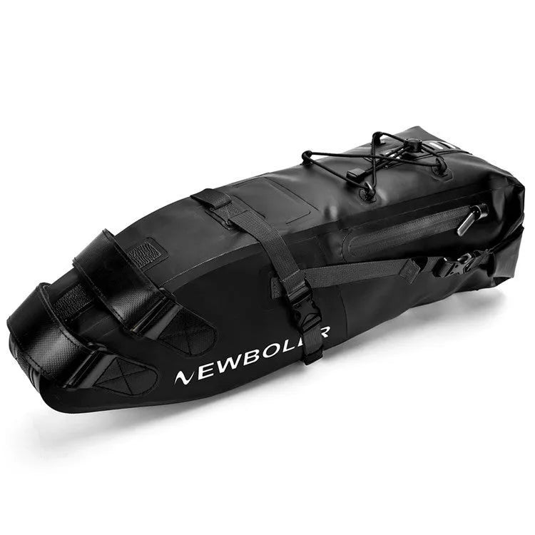 Waterproof PVC bicycle tail bag in black, green or yellow with 13L capacity for outdoor cycling