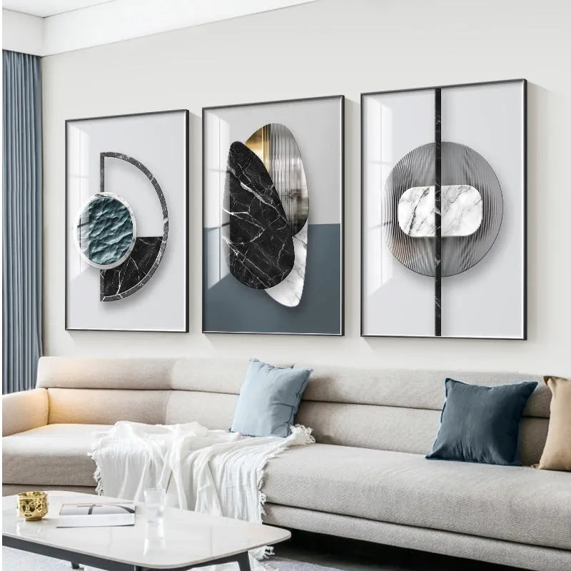 Abstract geometric pattern canvas wall art print in minimalist style