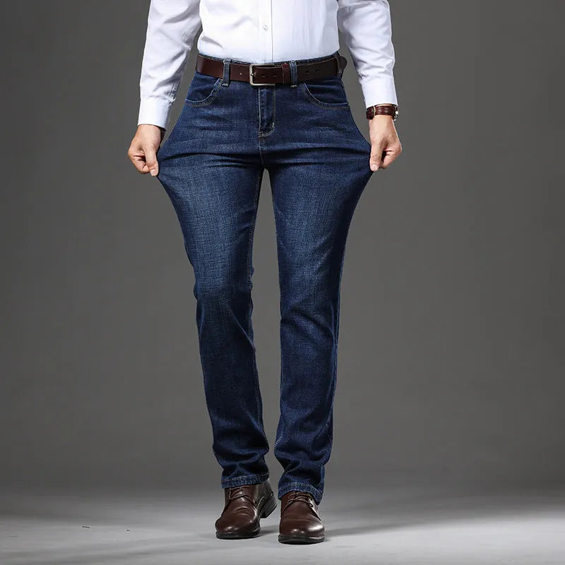 Women's plus-size loose-fit straight-leg stretch jeans in K276 Black.