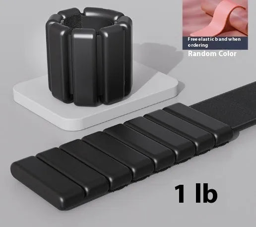 Silicone fitness bracelet with Velcro strap in black, blue, gray, or pink with 1lb or 2lb weight options