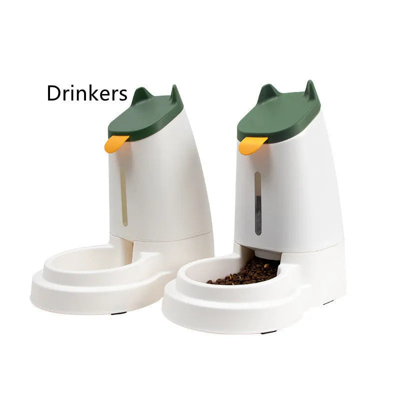 Large capacity plastic automatic pet feeder with water dispenser in grey black for cats and dogs home use