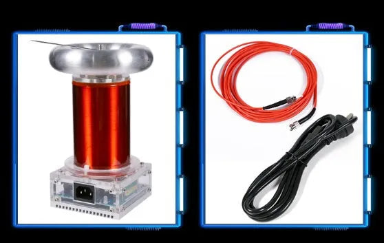 Music Tesla coil driver board unit with ports for 220V power, audio, and controller connections.