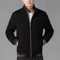 Men's grey autumn woolen fleece jacket in sports style with long sleeves and stick pocket