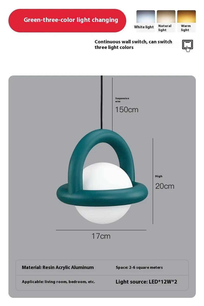 Modern Nordic-style pendant hanging lamp in a matte black finish with warm light.