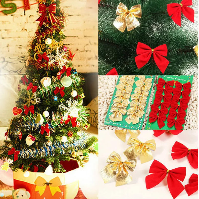 5cm red gold silver polyester Christmas tree decoration bow