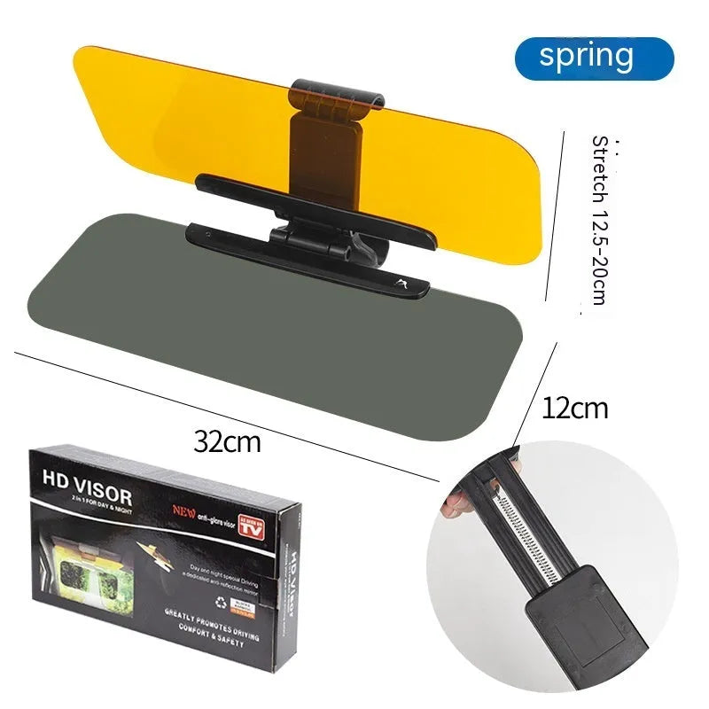 Anti-glare car sun visor with acrylic lens and telescopic installation components