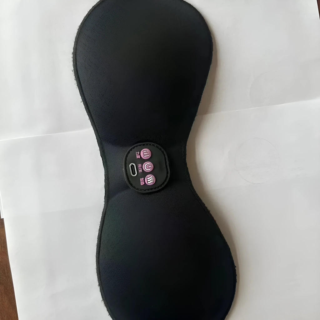 Black electric massage bra with chest paste and 3-key English control panel