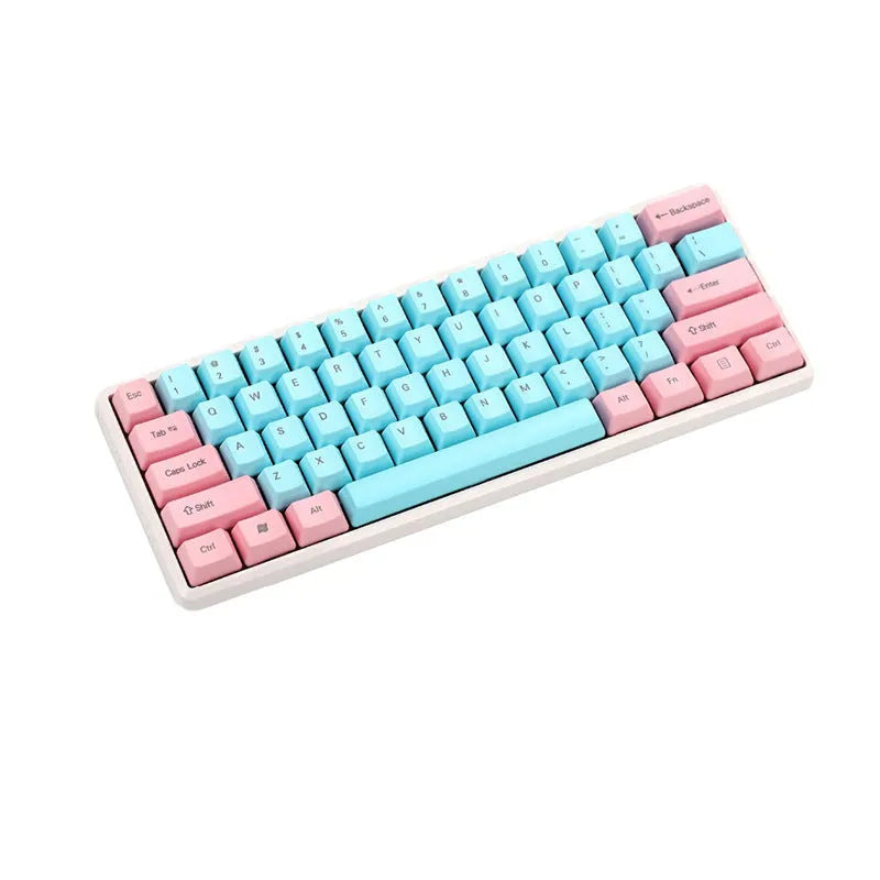 Full set of pink PBT keycaps with side-printed legends, 1.5mm thickness, for mechanical keyboards
